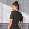 Summer Lady Sexy Hollow Crop Top Slim Elastic Black Short Sleeve T-shirt
