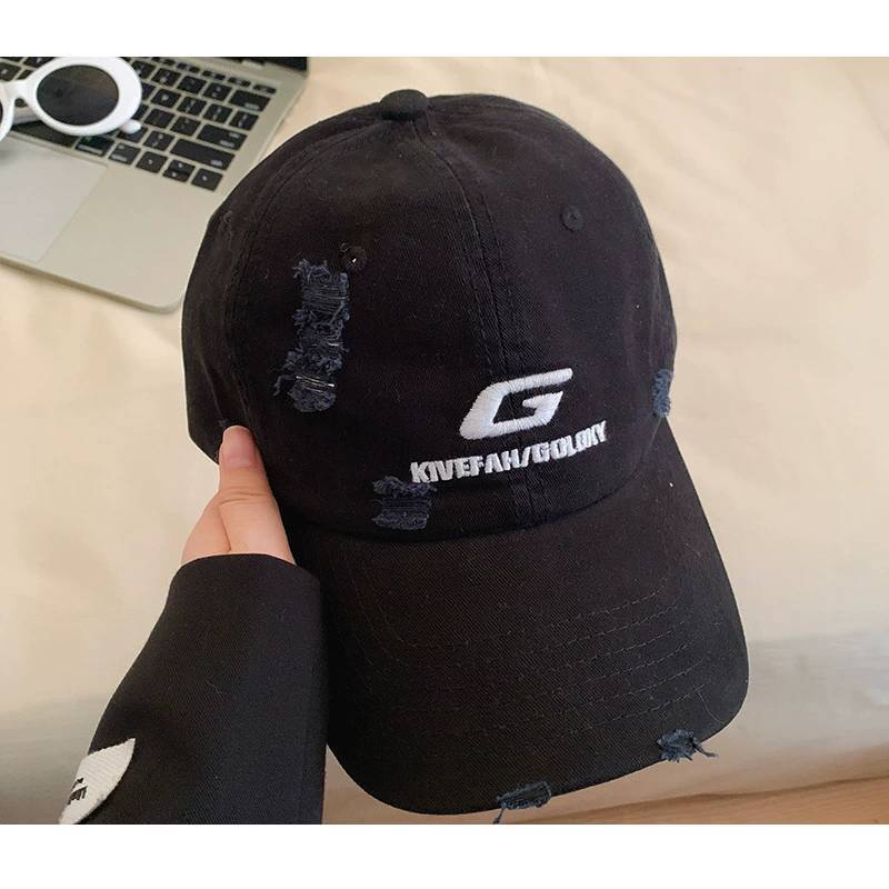 Korean Style Embroidered G Letter Baseball Cap With Extended Brim For Casual Women чёрный