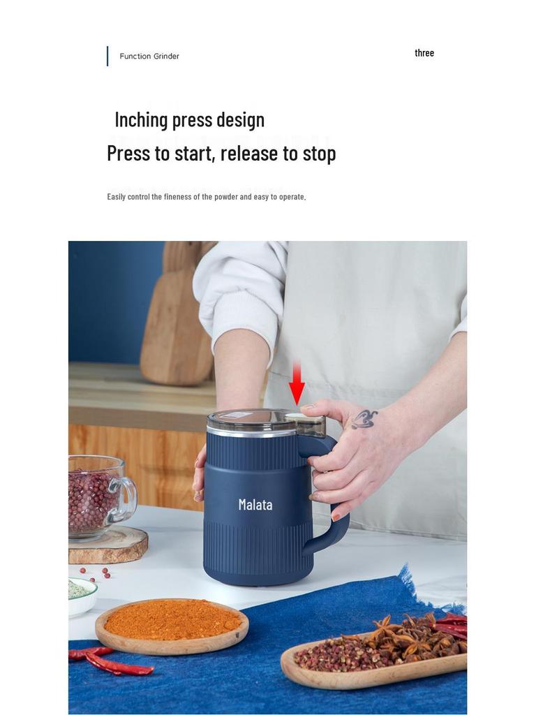 Precision Wanlida Multi-Functional Grinder: Compact Household Machine for Spices, Grains, & Medicinal Ingredients