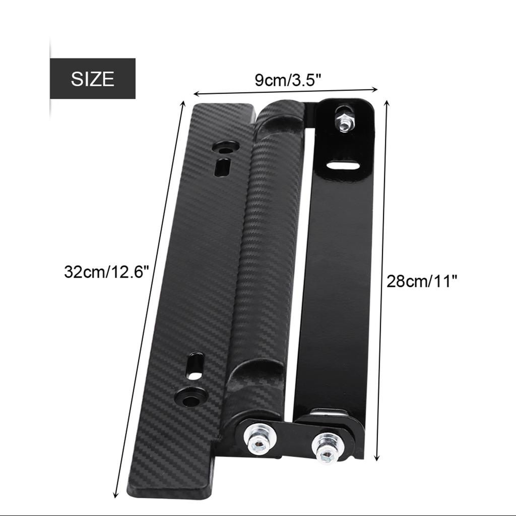 Car License Plate Holder Carbon Frame Mount with 180 Degrees Angle Adjustment for Most Cars Front or Rear Installation