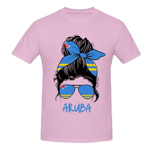 Aruba Flag Girl T-Shirt White Short Sleeve for Women Holiday National Day Clothing Streetwear