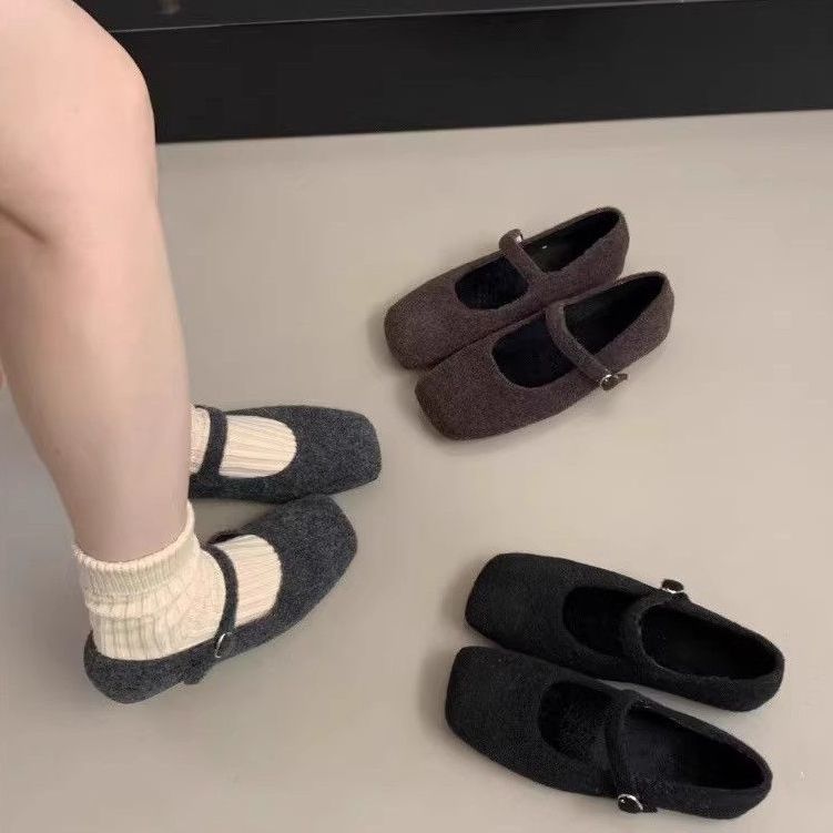 Temperament flache Doudou-Schuhe 2025 Herbst und Winter neue High-End Französischer Stil flauschige Damen tragen Retro Mary Einzelschuhe