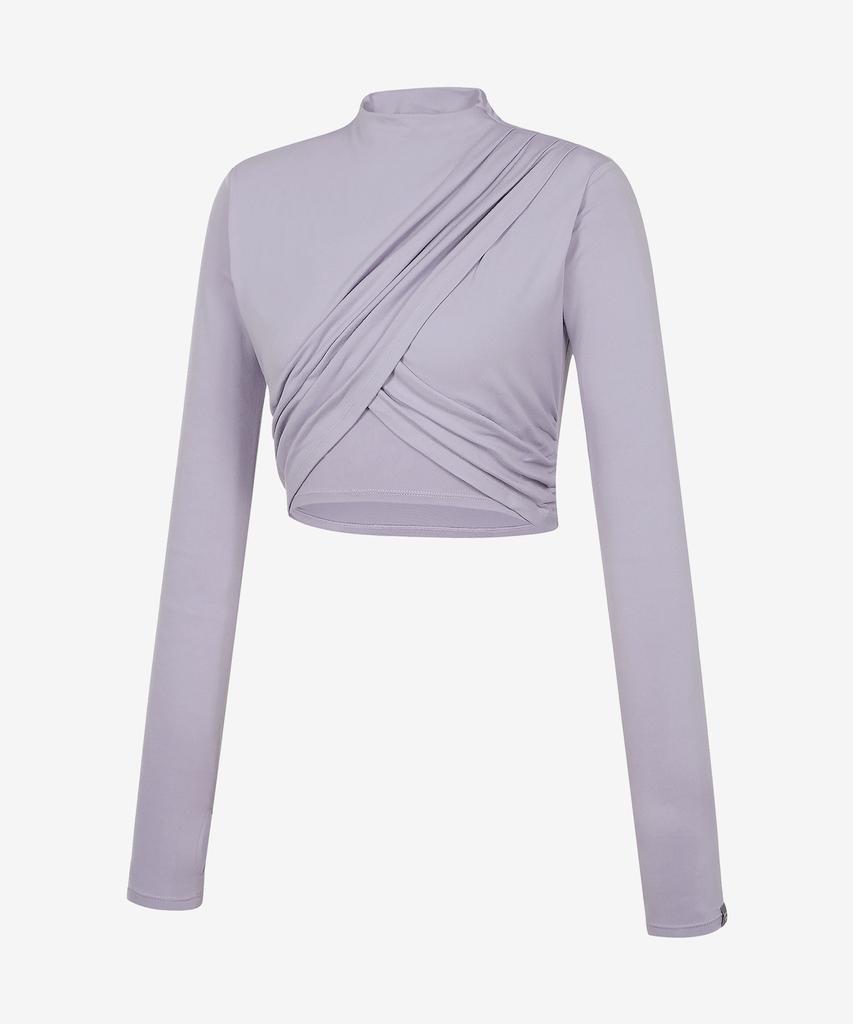 GRANDE LINE High Neck Shirred Cross Long Sleeve_8 Colors