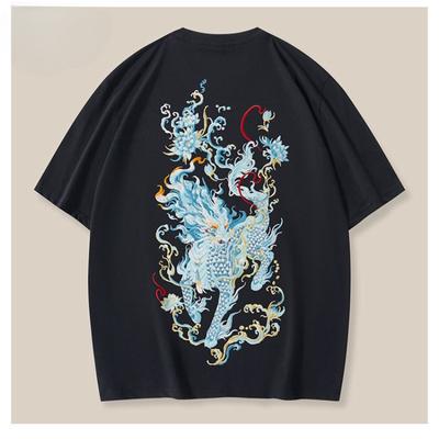Summer 3D Printing T Shirt Loose Large Casual China-Chic Round Neck Short Sleeved T-shirts Men’s Top