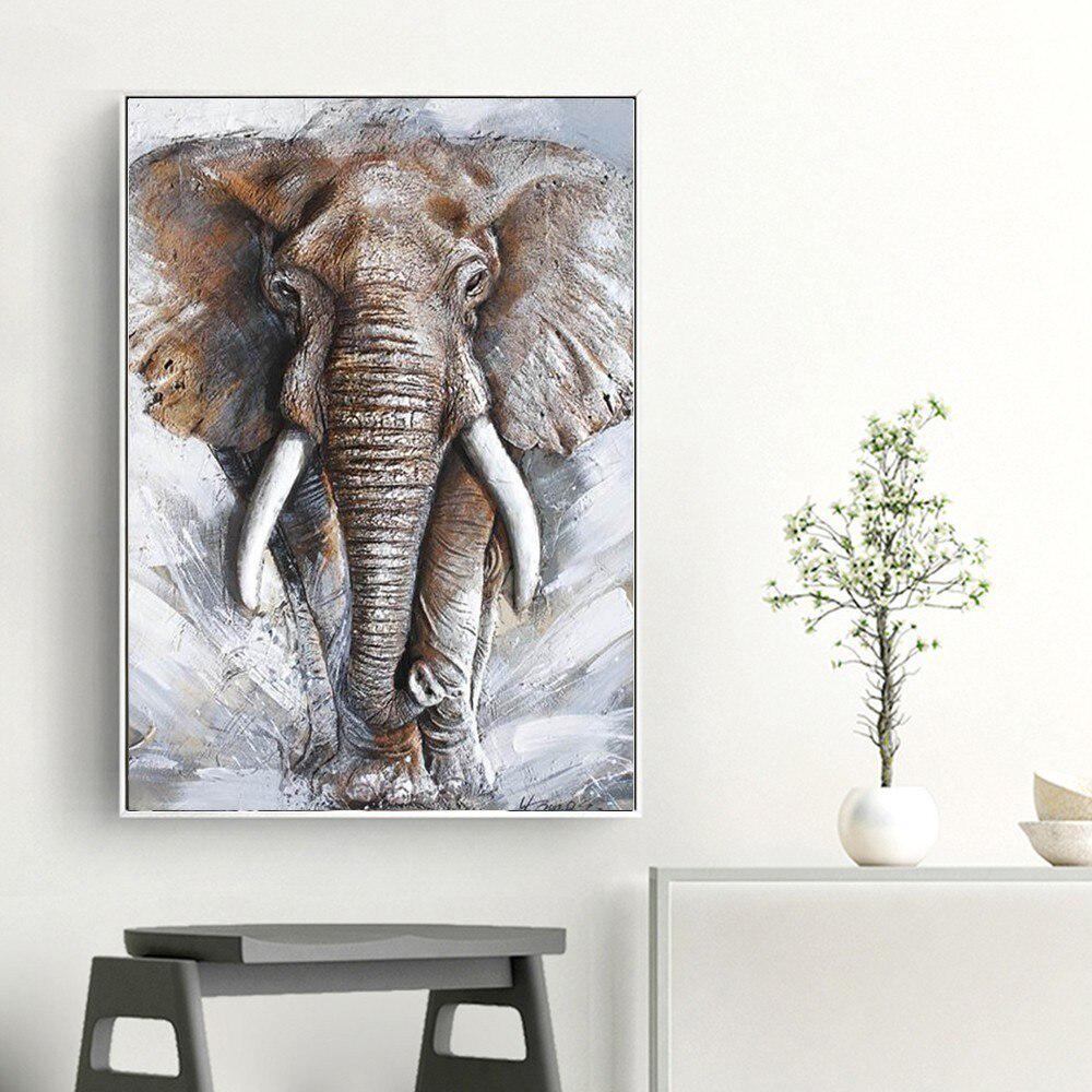 DIY-Diamant-Gemälde, Elefant, rund, Diamant-Stickerei, Mosaik, vollständiges Display-Bild