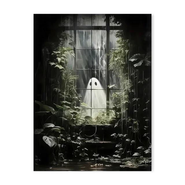 Halloween Horror Ghosts Black Cats Retro Landscape Canvas Prints Spooky Country Wall Art Posters for Living Room Home Decor