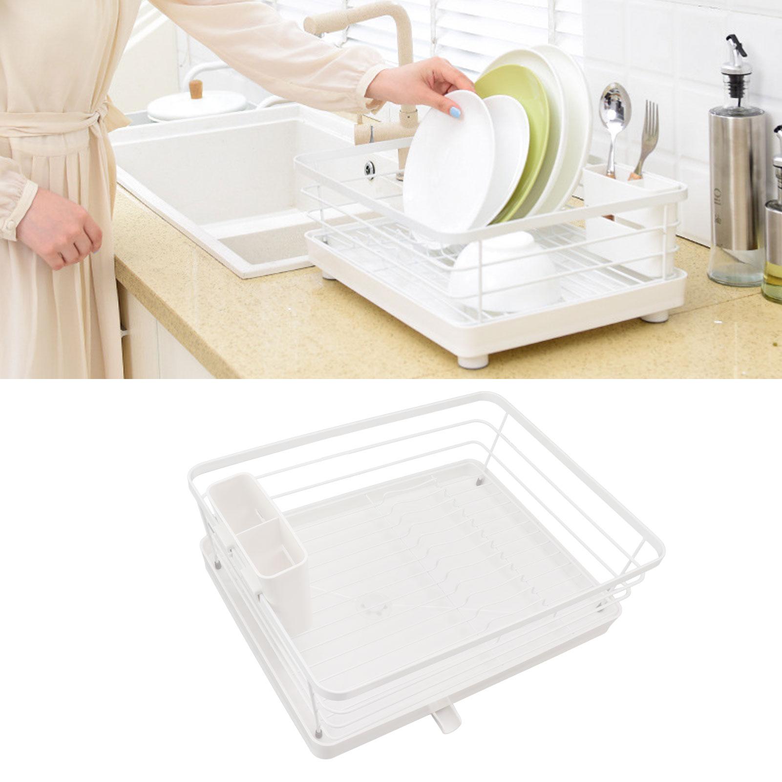 Dish Racks Modern Large Capacity Rust Resistance Space Saving Dish Drainers with Draining Tray for Kitchen Counter