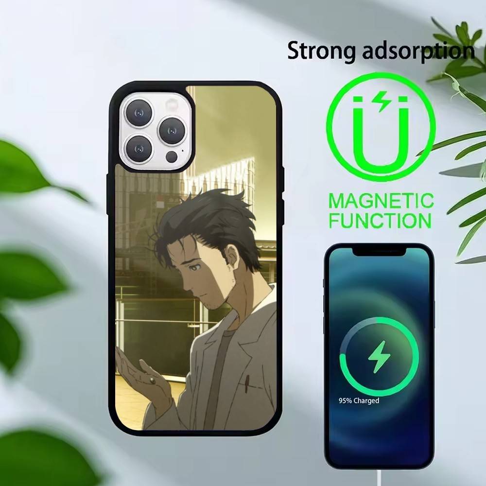 T-Rintaro Okabe STEINS DATE Phone Case For iPhone17,16,15,14,13 Plus,Pro Max Magnetic For Magsafe Wireless Charging