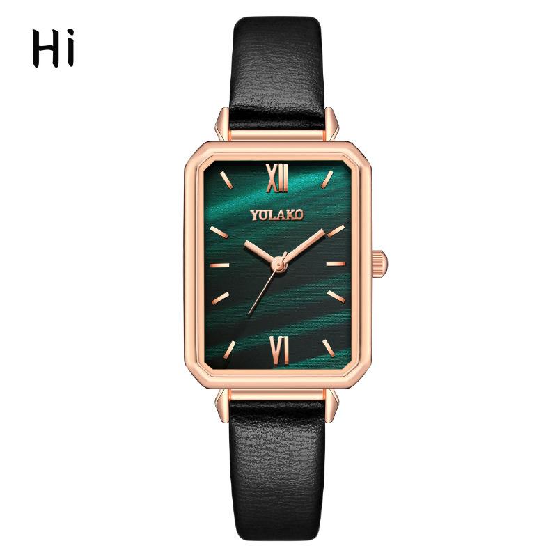 

Квадратные маленькие зеленые часы женские часы женские часы ремень кварцевые часы