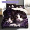 Beautiful Cow Cat Pattern Bedding Home Decoration Birthday Gift (1 * duvet cover + 2 * pillowcase, without core)