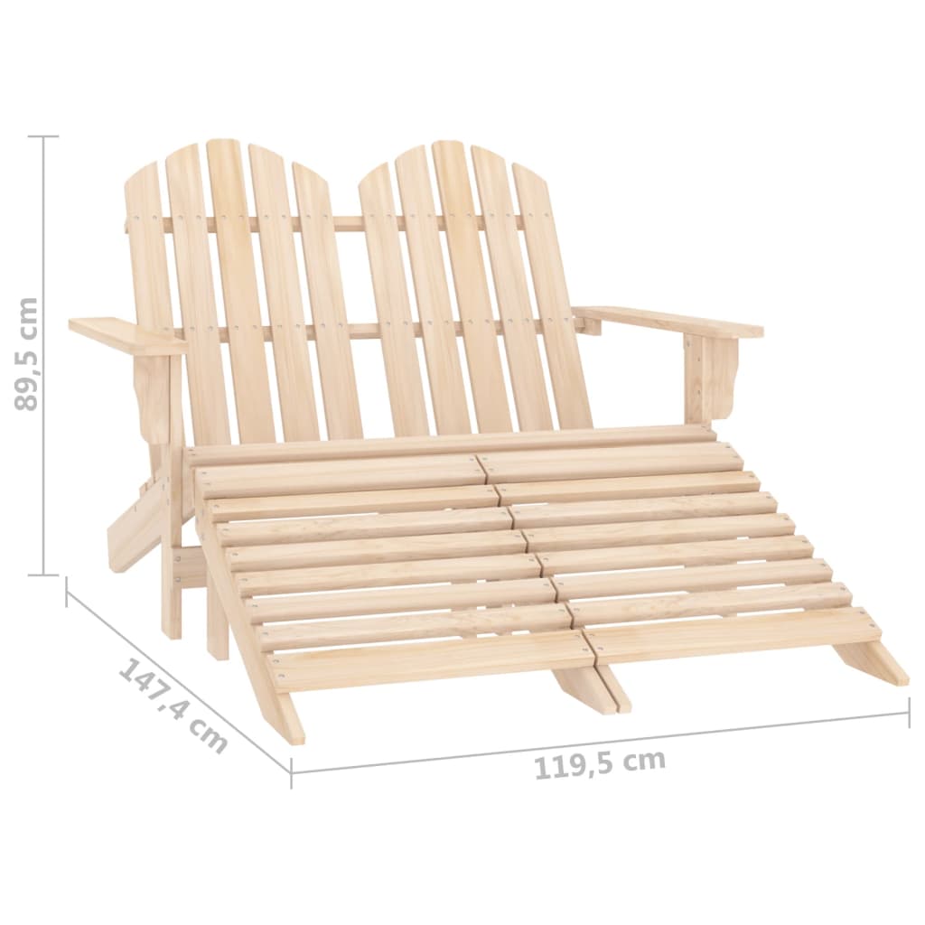 Vidaxl 2-Seater Adirondack Garden Chair with Footrest, Fir