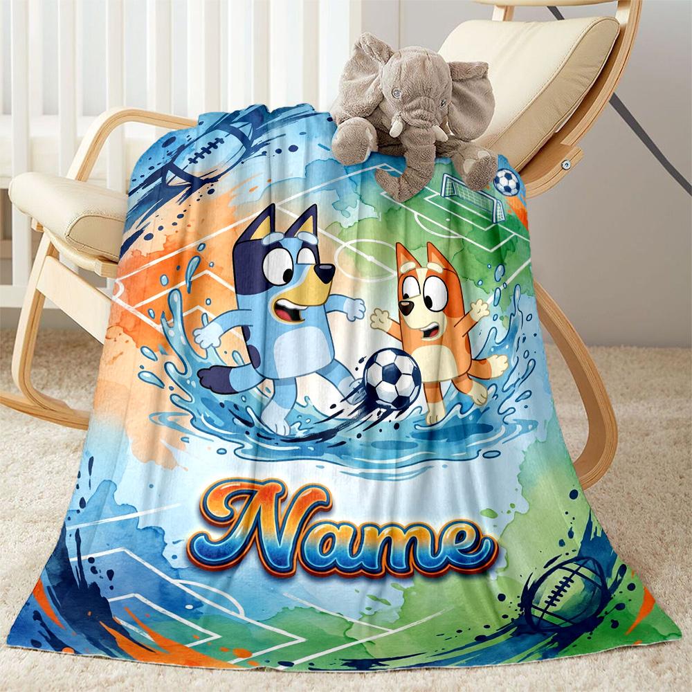 Winter Soccer Fun Customize Text Blanket Gift Personalized Blanket Durable Comfort Suitable for Picnics Couch Bed Seaside Four Seasons Universal