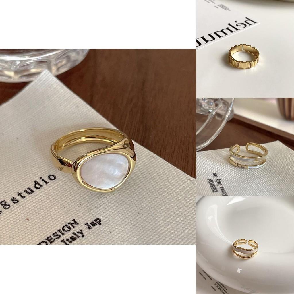Layer Fashionforward Double Ring With Stunning White Shell Detail And Adjustable Size