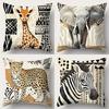 Zweiseitig bedruckte Kissenbezüge, Giraffe Elefant Leopard Zebra Kunst Dekorative Überwurf-Kissenbezüge, Tribal Boho Wohnkultur