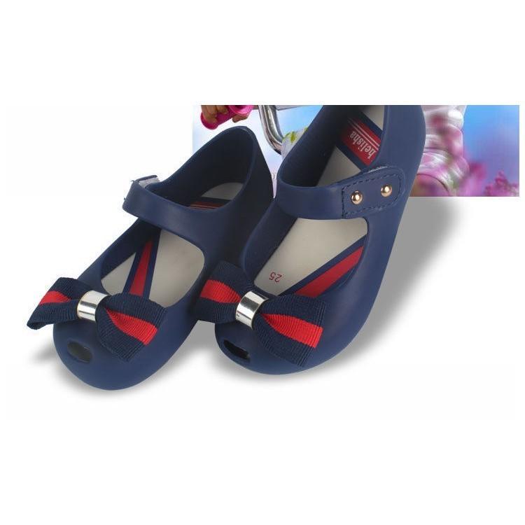 Charming Mini Melissa Girls British College Wind Bow Tie Kid Shoes For Stylish Children