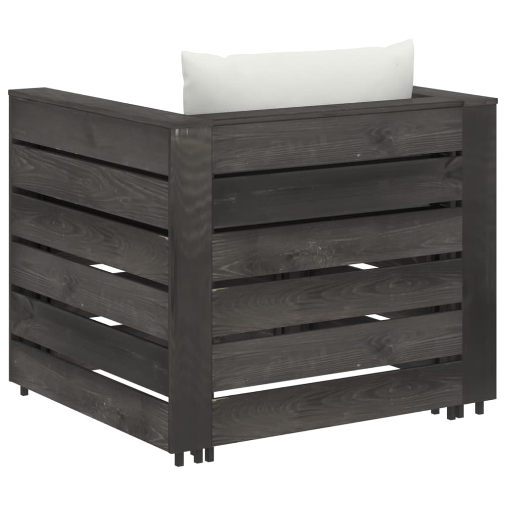 2 Piece Garden Lounge Set with Cushions Grey Impregnated Wood