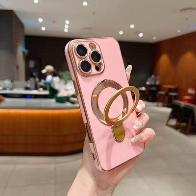 High-value Electroplated Magnetic Invisible Bracket Mobile Phone Case IPhone16promax Lens Film 15/14 Anti-fall Soft
