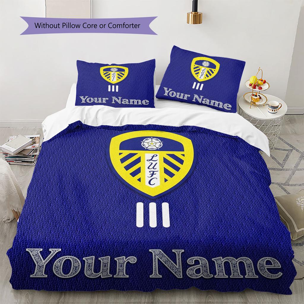 Leeds United Custom Name Pattern Bedding,Quilt Set Quilt Cover Pillowcase Home Birthday Gift(1 * duvet cover + 2 * pillowcase, without core)