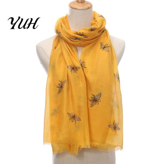 Decorative Scarf for All Seasons Lightweight Women, Cute Bee Pattern Neck Scarf, Sun Protection Headscarf Summer Soft Long Thin Shawl Wrap Vacation,
