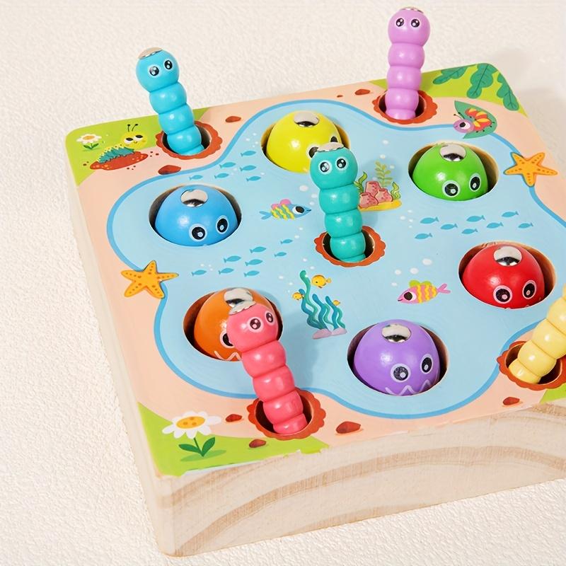 Lustiges Angel- und Insektenfangspiel, Duales Spieldesign zum Angeln und Insektenfangen, Freihändiges Gehirntraining, Leuchtende Farben, Hochwertiges Holz