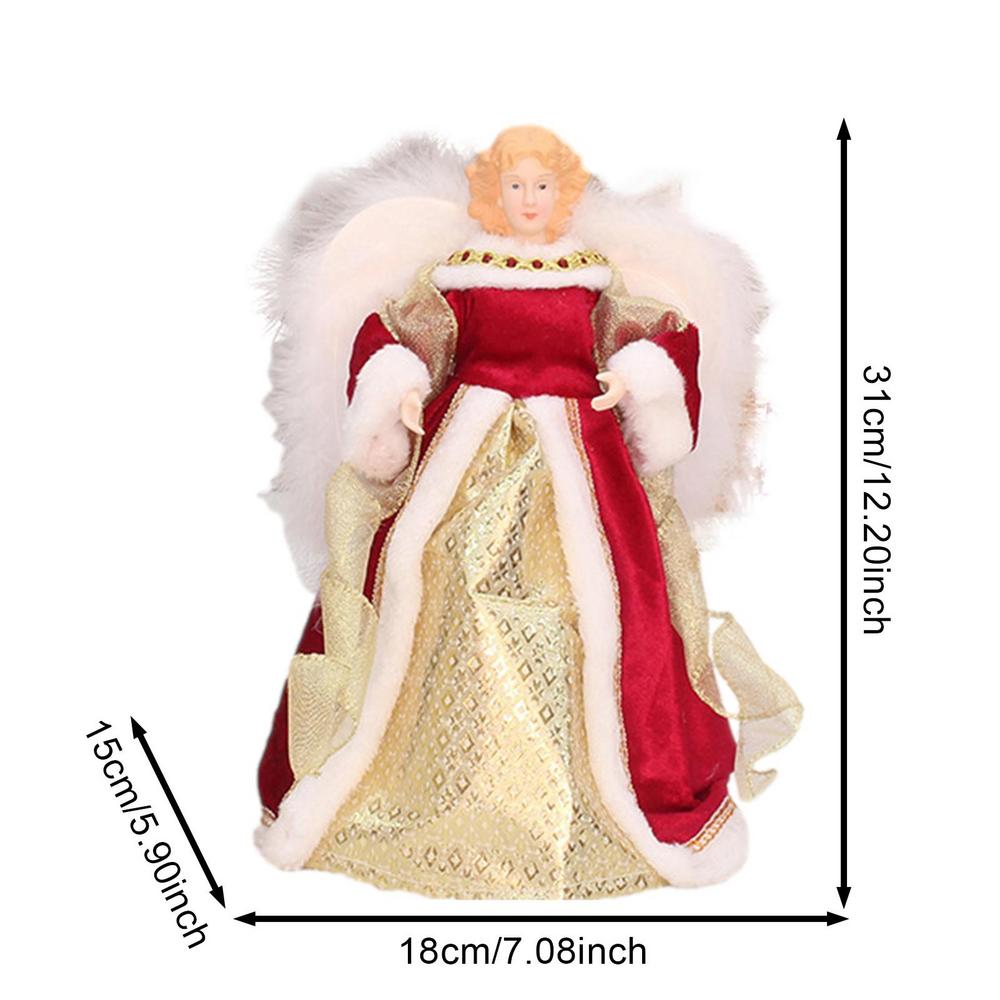 Angel Christmas Tree Topper Delicate Elegant Christmas Angel Topper With White Feather Wings 7.08in Angel Treetop Figurine
