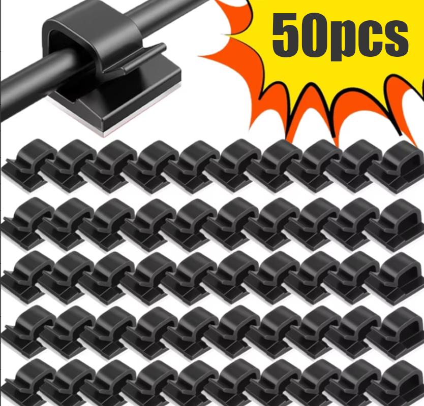 50/100PCS Cable Organizer Clips Cable Management Wire Manager Cord Holder USB Charging Data Line Bobbin Winder Wall Mounted Hook