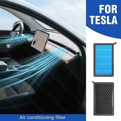 2 st HEPA Aktivt Kol Luftfilter Luftkonditioneringsfilterelement Ersättningssats Tillbehör För Tesla Model 3 Model Y