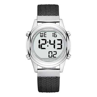 Hearkent Women's Digital Talking Watch with Japanese Speaking Voice, LCD Display, Large Numbers, for the Elderly and Visually Impaired (Black Strap)
