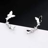 Beixi S925 Sterling Silver Rhinestone Butterfly Earrings - Women's Korean Forest Style