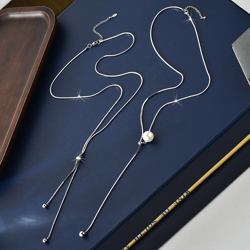 Titanium Steel Trendy Sweater Chain Necklace For Women Offering Unique Shape Geometric