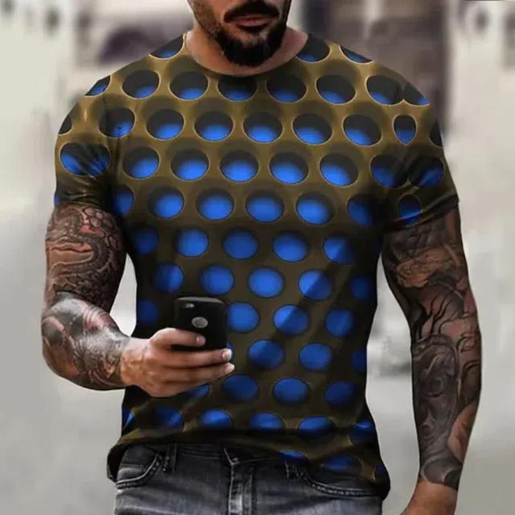 Summer Men'S T-Shirt Geometric Pattern 3d Printed Men'S Top Everyday Casual Clothing Loose Oversized-Shirt Retro Sweatshirt