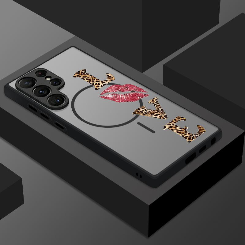Magnetic For Magsafe Case For Samsung Galaxy S26 Ultra S25 Edge S24 S23 S22 Plus S21 FE Fashion Letter Pattern Hybrid Matte Cover