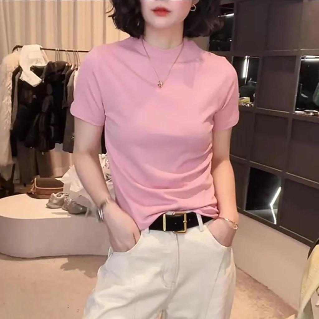 2026 Spring/Summer Korean Style Slim Fit Women's Base Layer T-Shirt - Short Sleeve, Versatile, and Simple Design