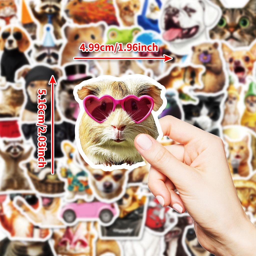 50 Cute Puppy Cat Stickers Super Cute Love Sunglasses Puppy Dog Waterproof Decorative Stickers