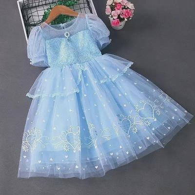 Abito da principessa Elsa per bambine, dai 3 ai 10 anni – Nuova gonna a sbuffo stile estivo Frozen