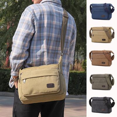 Canvas Bag Men's Single Shoulder Crossbody Casual Large Capacity Men's Retro Travel Bag Multifunctional Backpacks