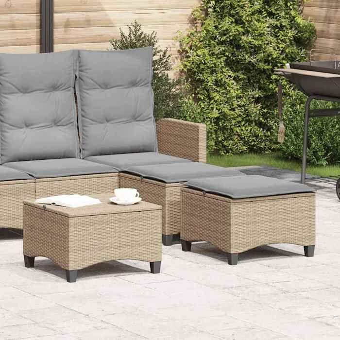 VidaXL Tabourets jardin coussins 2 pcs beige 55x55x36cm résine tressée, siège de jardin, sièges d'extérieur, tabouret cube, 4108249