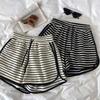 Striped High-waisted Sports Pants Women's Loose Wide Leg Shorts Summer Thin Straight Elastic Waist Ins Casual Pants