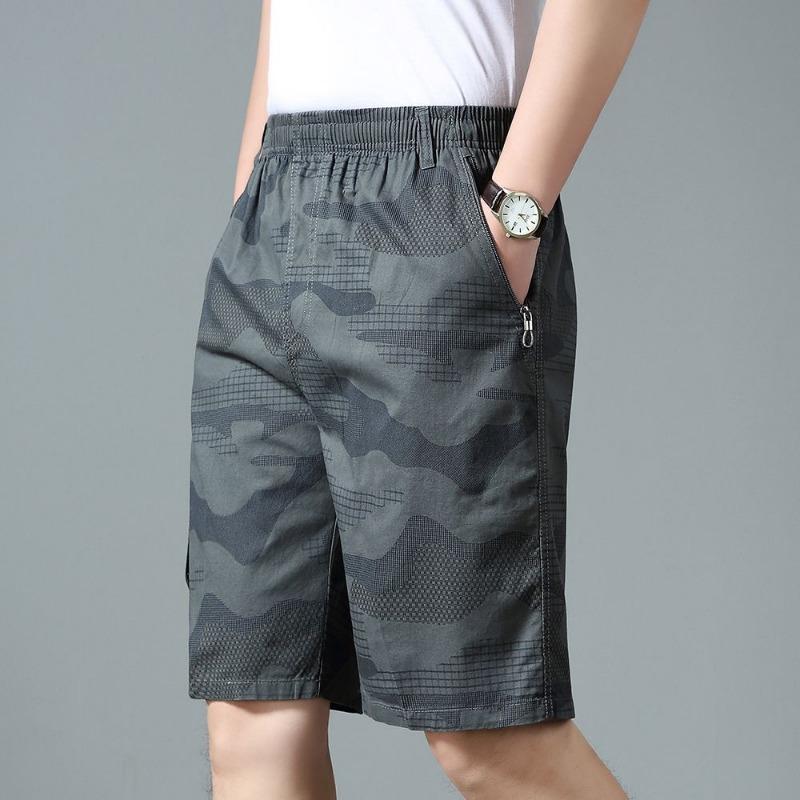 

Mens Casual Camo Print Multi Pocket Cargo Shorts L серый