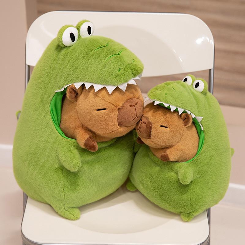 Cartoon Crocodile Turn Capybara Plush Toy Cute Girl Child Detachable Gift Doll