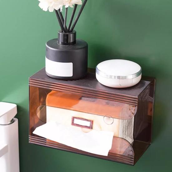 Wall Mounted Tissue Box Holder Large Capacity Transparent Design Simple