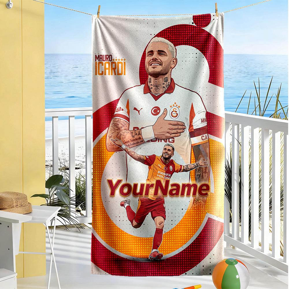 Galatasaray Customize Text Beach Towel High Absorbency & Quick-Dry Suitable for Sports Travel Swimming Yoga Bathroom Beach And Pool