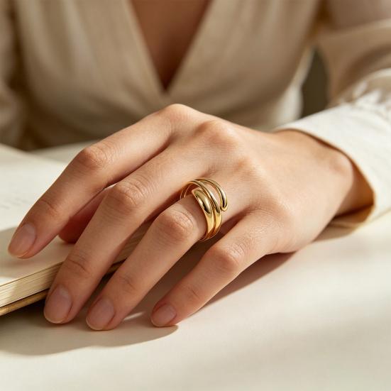 Women Finger Ring Minimalist V-Shaped Geometric Shape Adjustable Fit Open Ring