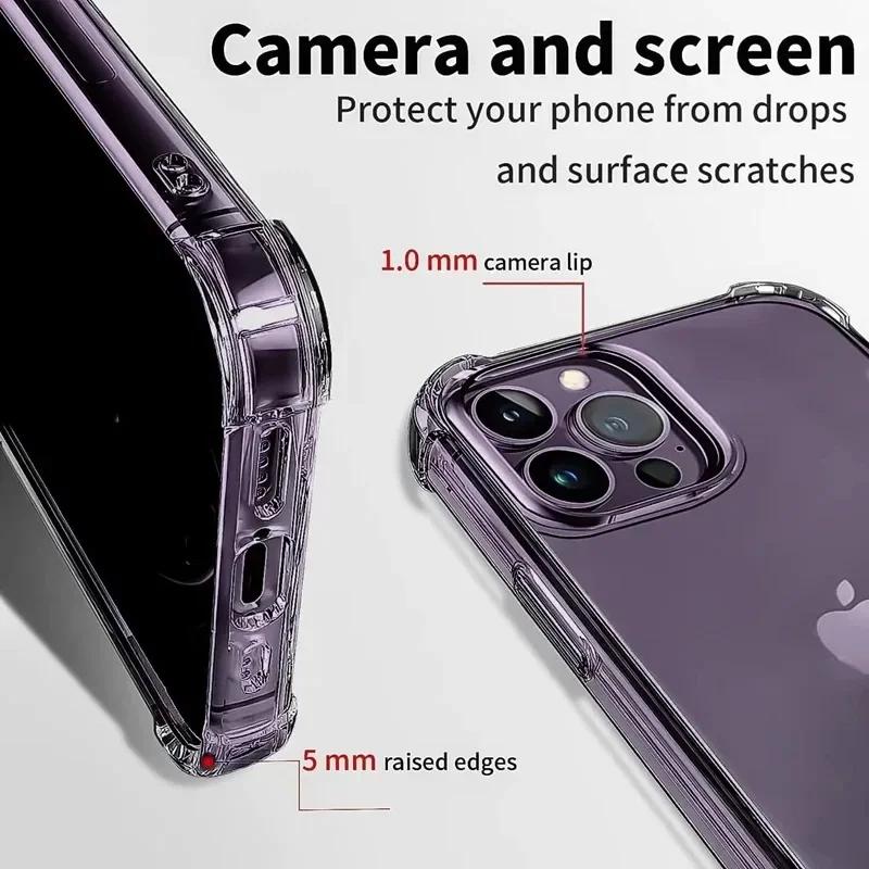 Hard Acrylic Clear Air-Bag Shockproof Bumper Transparant Case For For Iphone 17 16 15 Plus 11 12 13 14 Pro Max Silicone Back Cover