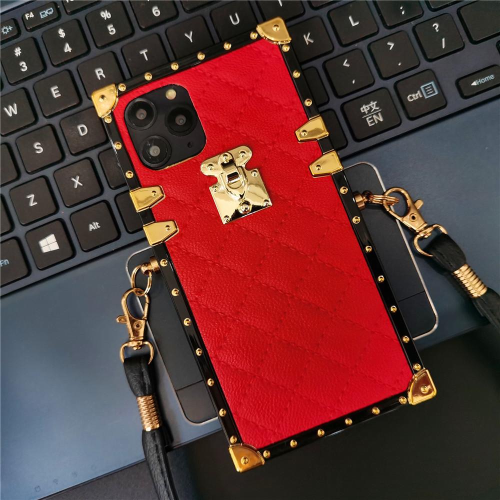 Lammfell-Quadrat-Leder-Lanyard-Hülle für Samsung S23 S22 S21 Ultra S20 Fe A14 A54 Z Flip 3 A13 A23 A33 A53 A12 A22 A32 A52 A51/iPhone/TCN CAMON/Redmi