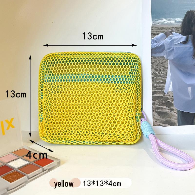 Dopamine Mesh Tofu Bag - Women's Large-Capacity Cosmetic Case & Mini Coin Purse