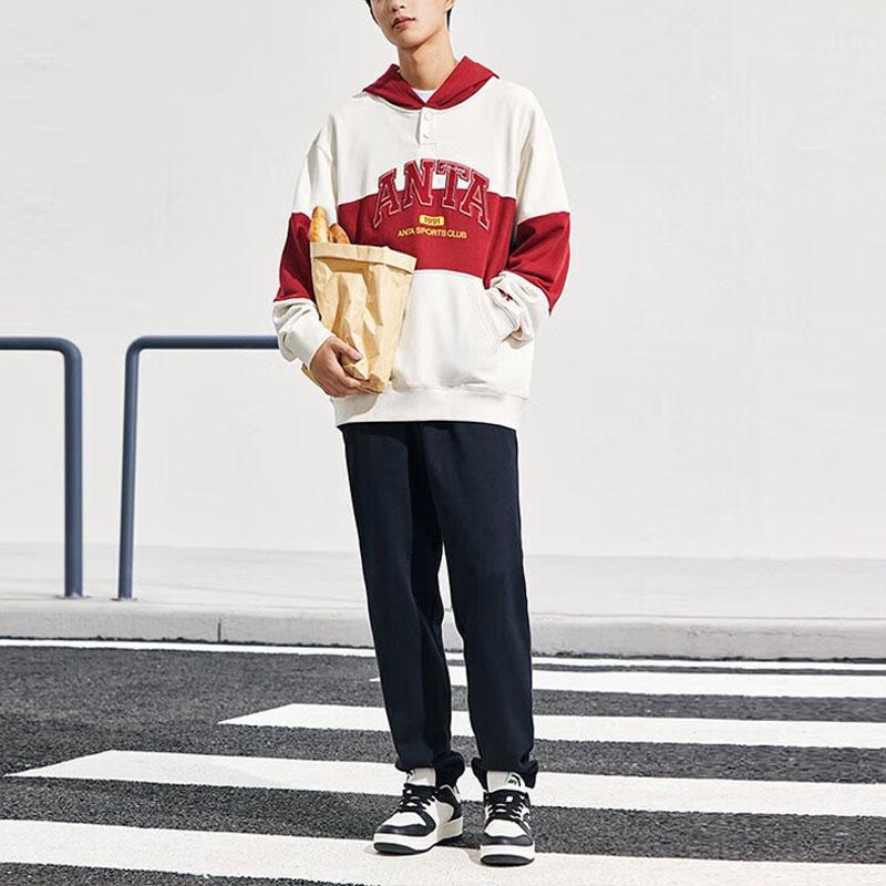 Anta Contrast Striped Letter Print Sweatshirt Unisex Sweatshirt White 152338702-1