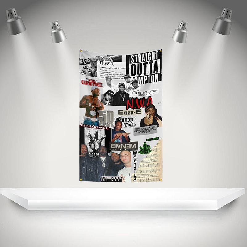 50 C-cents Flag Rock Music Band Banner HD Printing Tapestry Exhibition, Music Band Fans, Garage Decor