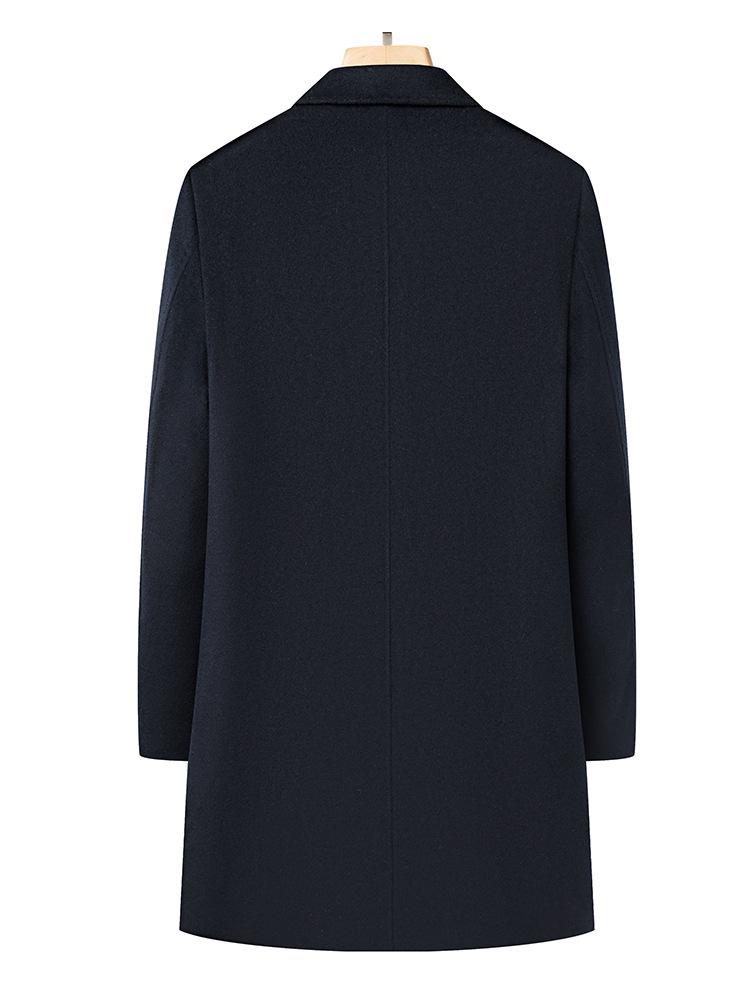 Men's Mid-Length Double-Sided Wool Coat - Business Casual, Solid Color, Versatile Lapel Design