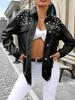 Women's Rhinestone Beaded Long-Sleeve Denim Jacket